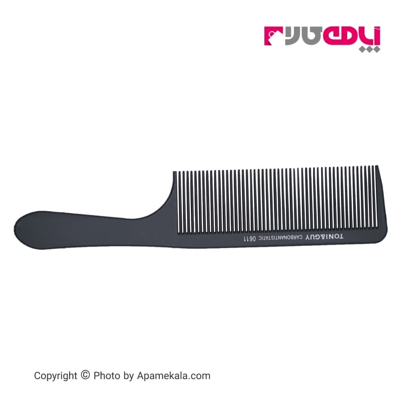 شانه مو دسته دار دندانه ریز تونی اند گای مدل 0611 CarbonAntistatic رنگ مشکی | Toni & Guy