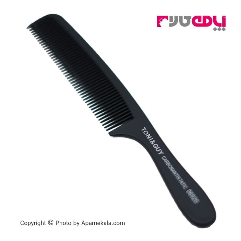 شانه مو دسته دار دندانه ریز تونی اند گای مدل 09620 CarbonAntistatic رنگ مشکی | Toni & Guy — تصویر ۲