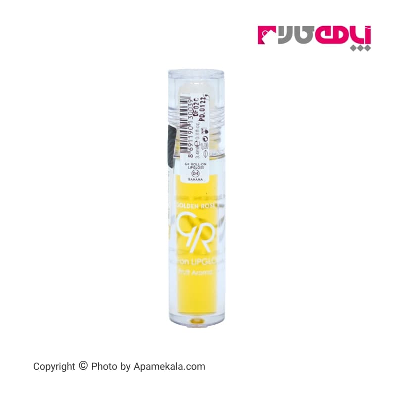 برق لب میوه ای گلدن رز مدل Roll-on موزی – شماره 04 حجم 3.4 میل