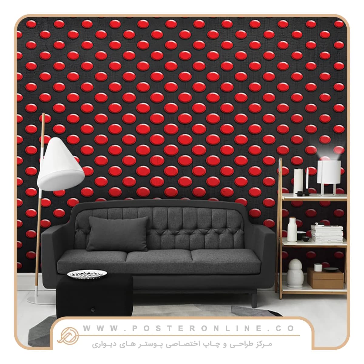 پوستر دیواری سه بعدی دایره و بک مشکی کد b-9398