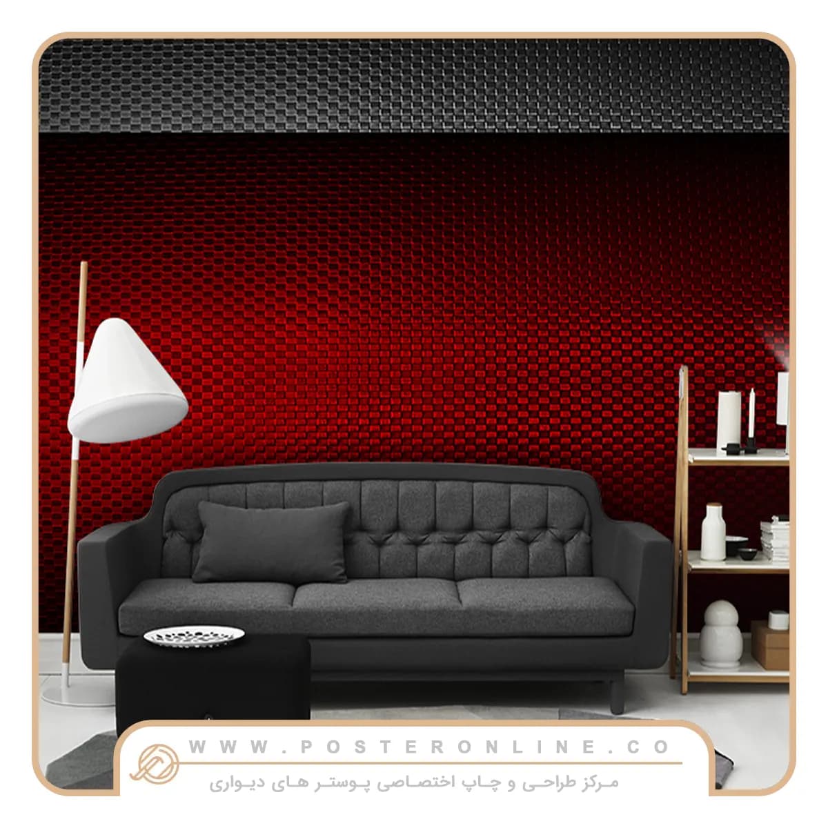 پوستر دیواری سه بعدی بکگراند قرمز کد b-9385