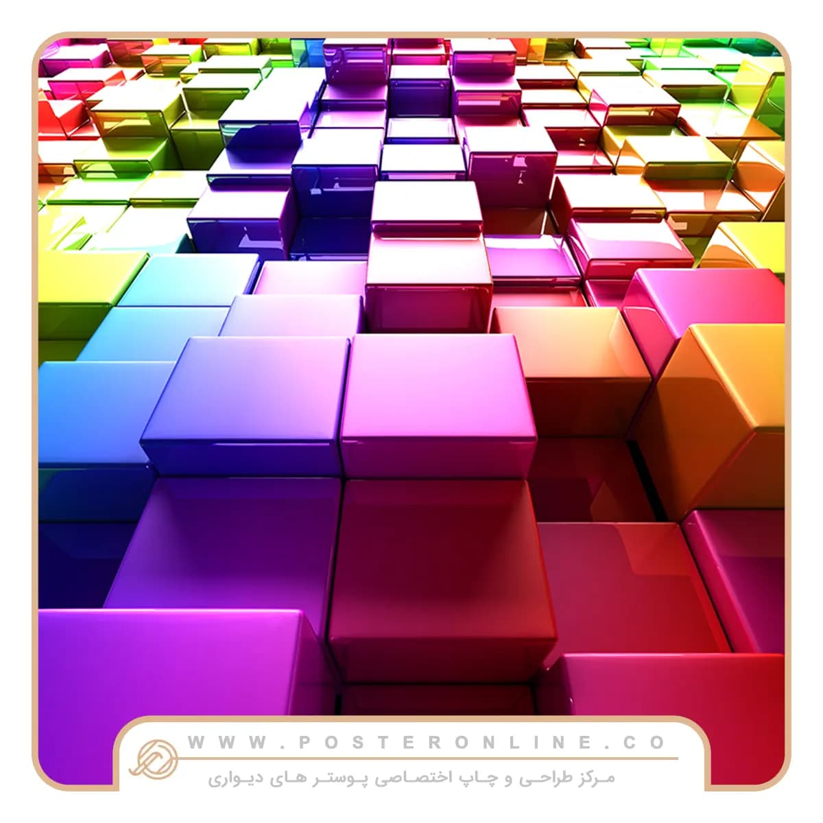 پوستر دیواری سه بعدی هندسی بکگراند رنگی کد b-9354 — تصویر ۲