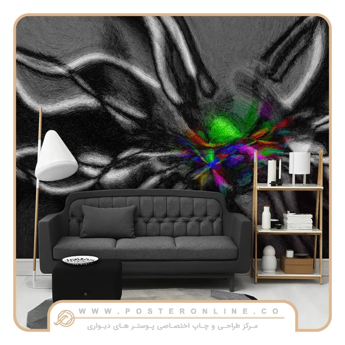 پوستر دیواری سه بعدی مشکی رنگ کد b-9328