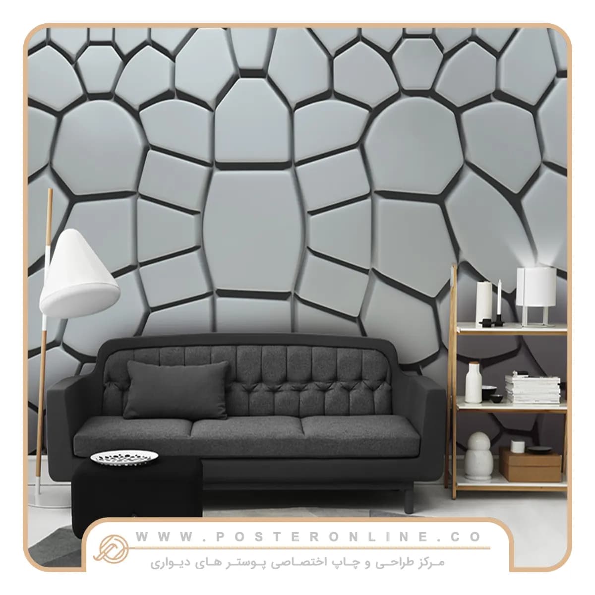 پوستر دیواری سه بعدی طرح دیوار سنگی کد b-9325