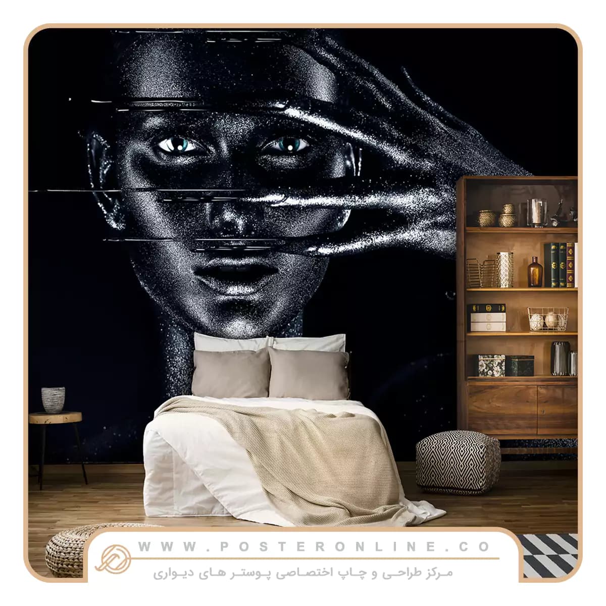 پوستر دیواری آرایشگاه زنانه طرح تم مشکی کد w-2032