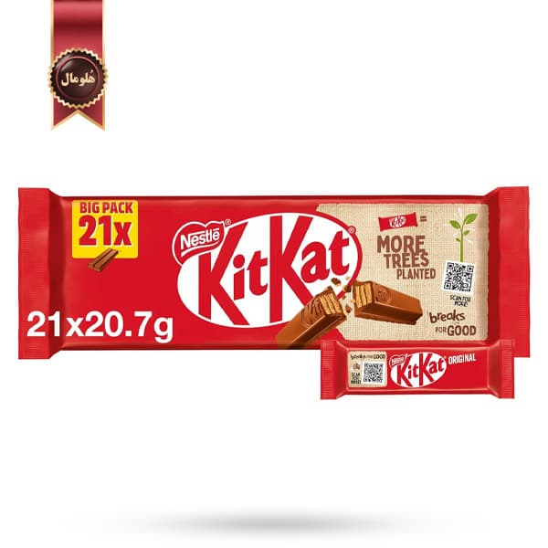 21 عدد شکلات کیت کت Kitkat دو انگشتی وزن 20.7 گرم (اورجینال)