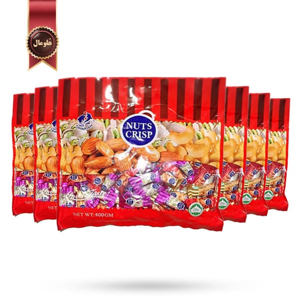 6 بسته آب نبات اسفنجی توئن فیش Twinfish مدل آجیل ترد Nuts crisp وزن 400 گرم (اورجینال)