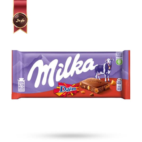 شکلات تخته ای میلکا milka مدل تیکه شکلات دایم Daim وزن 100 گرم (اورجینال)