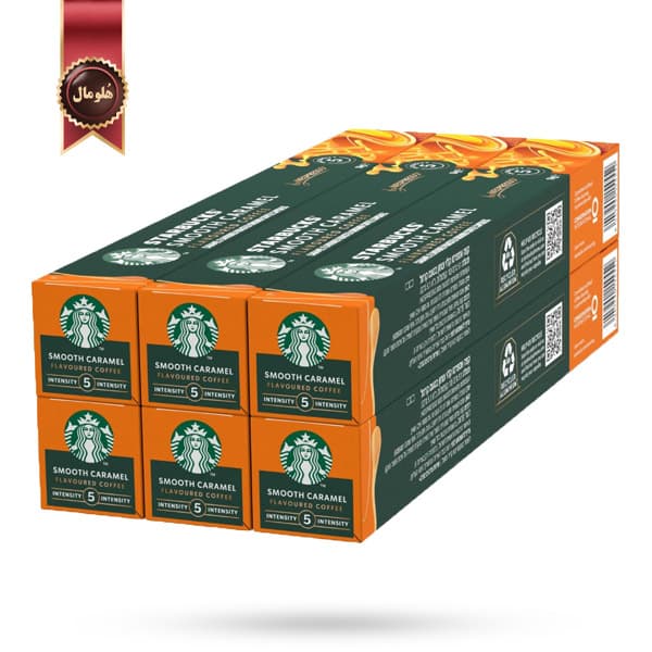 6 بسته کپسول قهوه استارباکس starbucks مدل کارامل صاف Smooth Caramel پک 10 تایی (اورجینال)