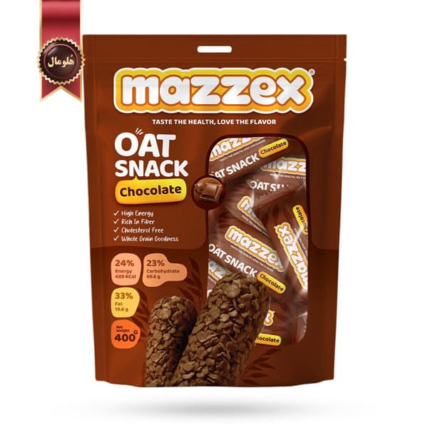 شکلات غلات اوت چوکو شکلاتی Oat choco مدل mazzex وزن 400 گرم (اورجینال)