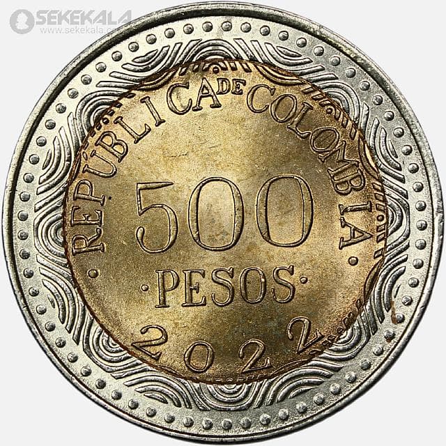 سکه 500 پزو دوفلزی کلمبیا 2022 (UNC) — تصویر ۲