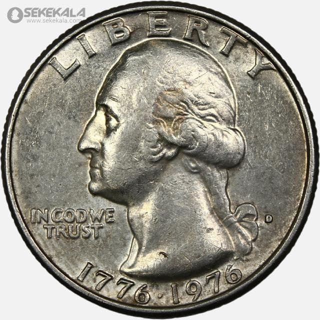 سکه کوارتر (25 سنت) یادبودی آمریکا 1976 D (دویستمین سال استقلال) — تصویر ۲