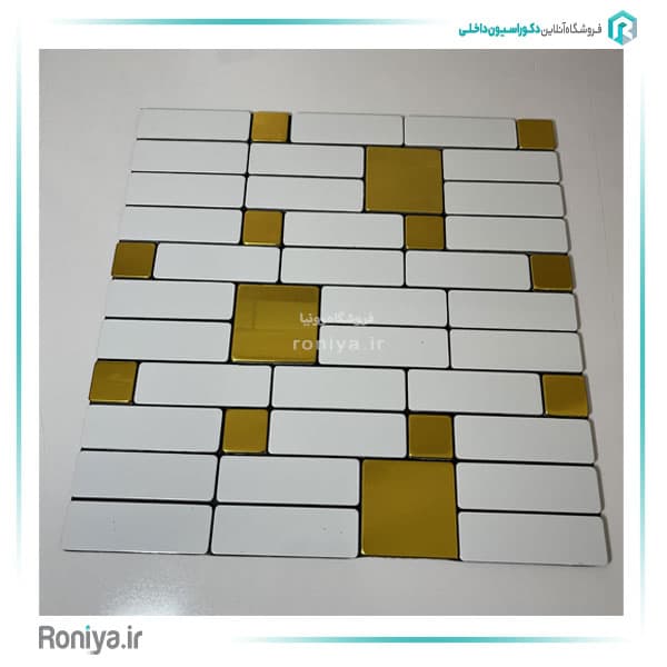 دیوارپوش بین کابینتی سفید طلایی کد 33301 — تصویر ۲