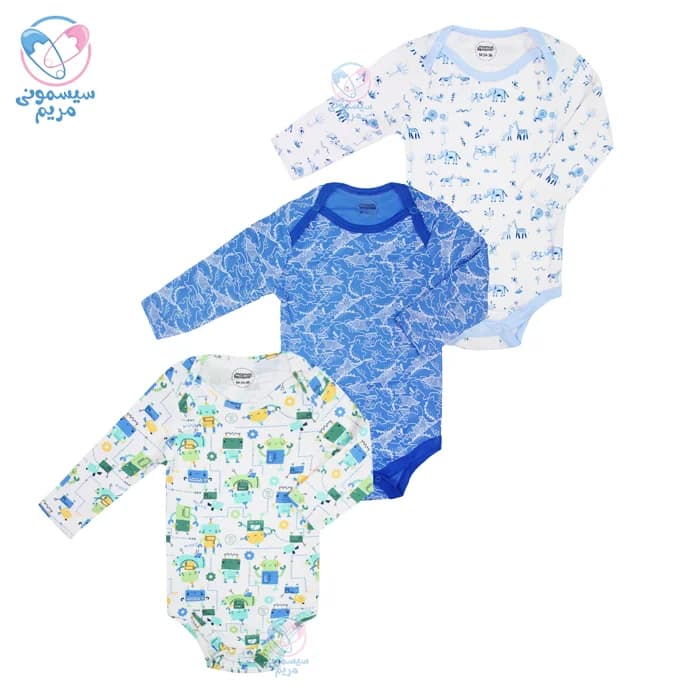 پک زیر دکمه آستین بلند سه عددی ماماس اند پاپاس Mamas&Papas طرح ربات
