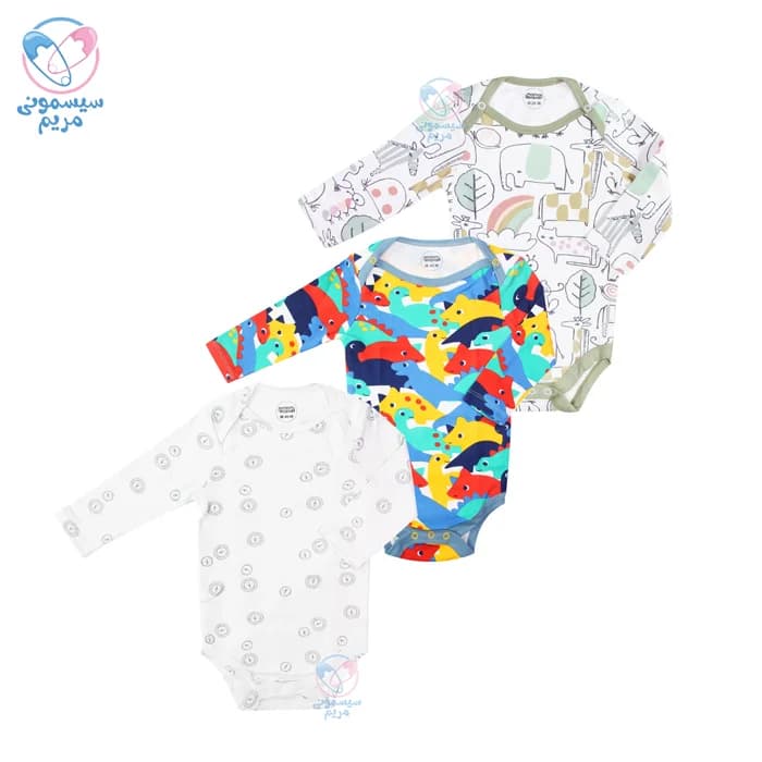 پک زیر دکمه آستین بلند سه عددی ماماس اند پاپاس Mamas&Papas طرح دایناسور