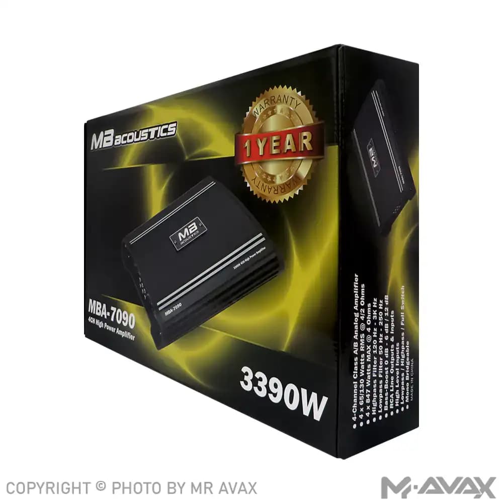 آمپلی فایر 4 کانال ام بی آکوستیک مدل MBA-7090 — تصویر ۴