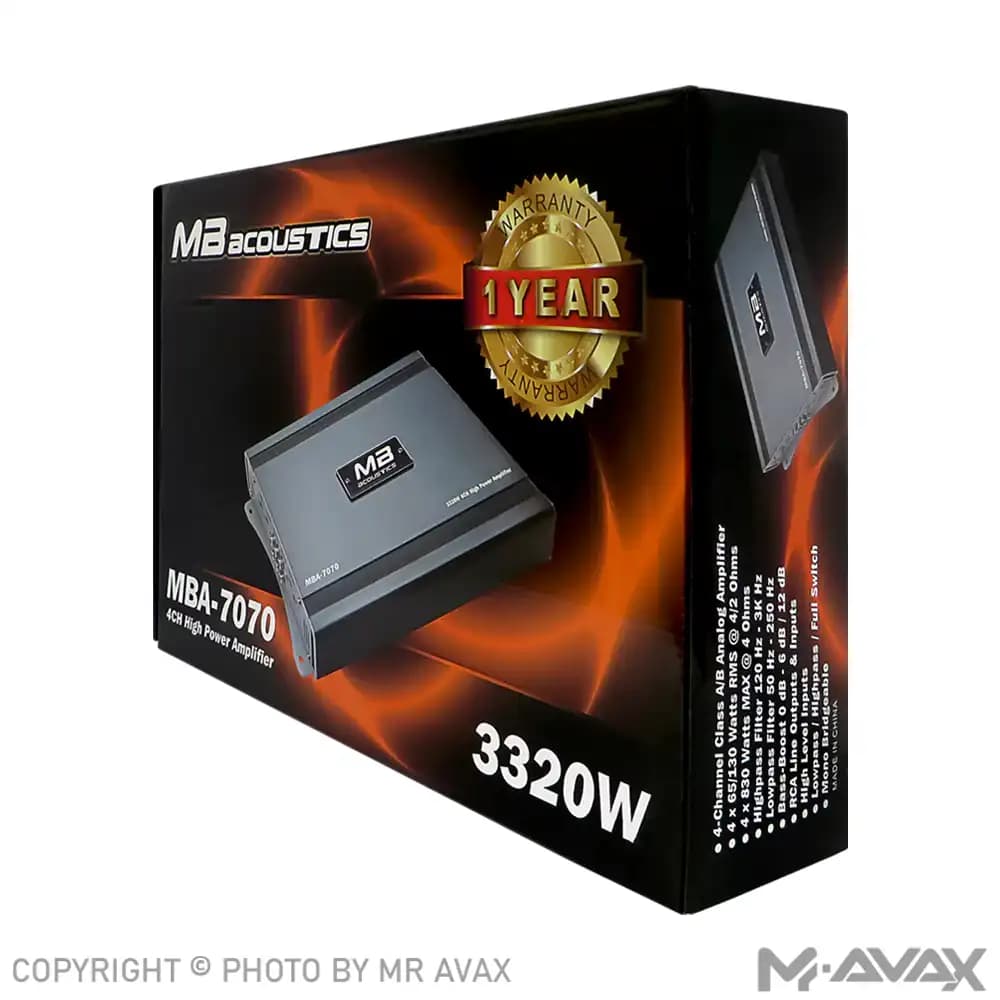 آمپلی فایر 4 کانال ام بی آکوستیک مدل MBA-7070 — تصویر ۴