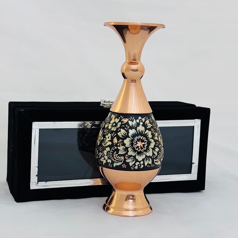 گلدان مسی الماس نقره 20 سانتی به همراه جعبه مخمل — تصویر ۸