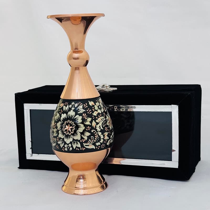 گلدان مسی الماس نقره 20 سانتی به همراه جعبه مخمل — تصویر ۷
