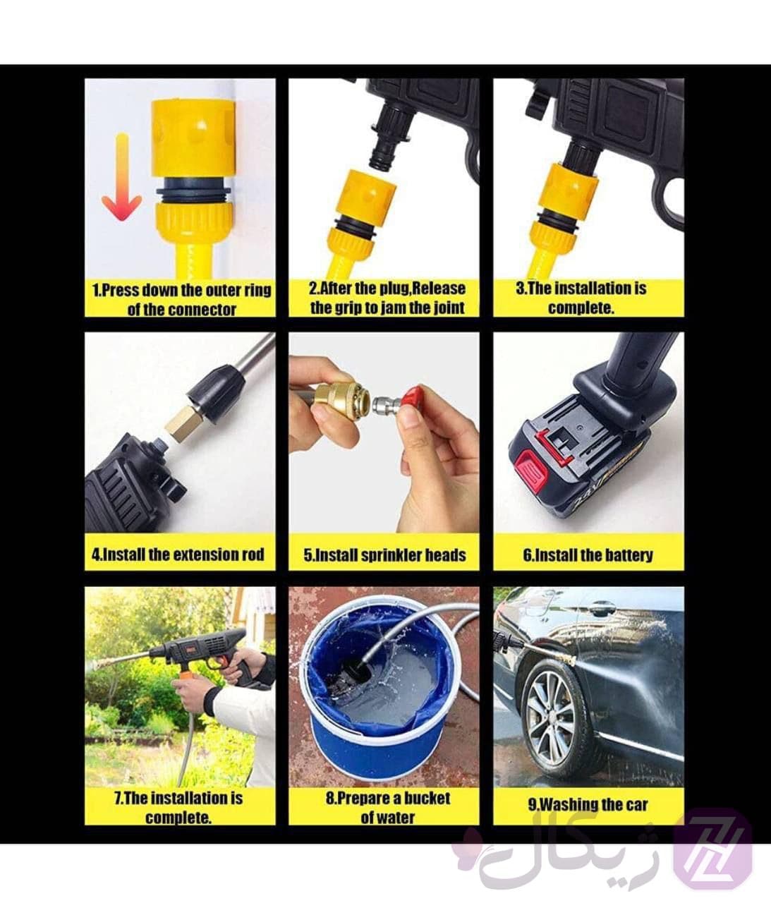 دستگاه کارواش خانگی شارژی 500 وات cleaning gun — تصویر ۲