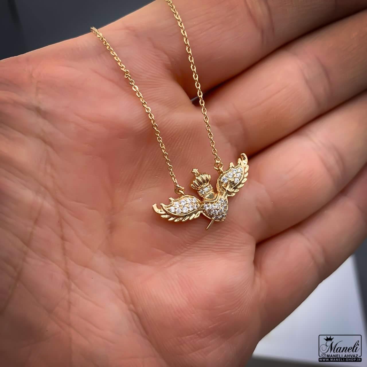 گردنبند قلب و تاج بال دار | ژوپینگ 14020322 — تصویر ۲