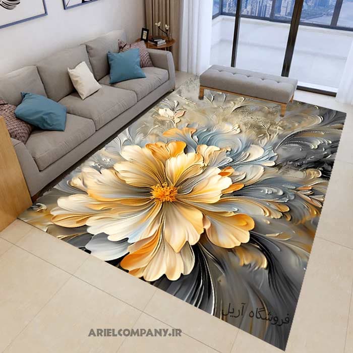فرشینه فانتزی طرح گل نقاشی