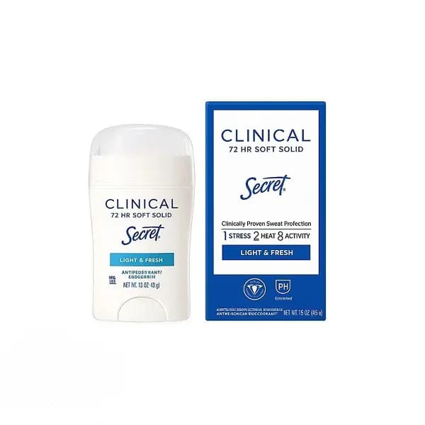 استیک ضد تعریق کلینیکال سکرت Secret مدل Light & Fresh – محافظت 72 ساعته 45 گرم