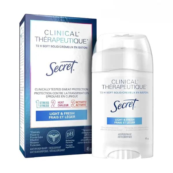 استیک ضد تعریق کلینیکال سکرت Secret مدل Light & Fresh – محافظت 72 ساعته 45 گرم — تصویر ۳
