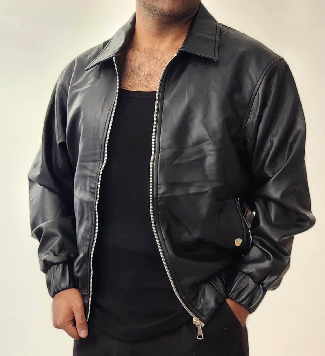 جکت چرم باکسی آستر دار کد 2482 — تصویر ۲