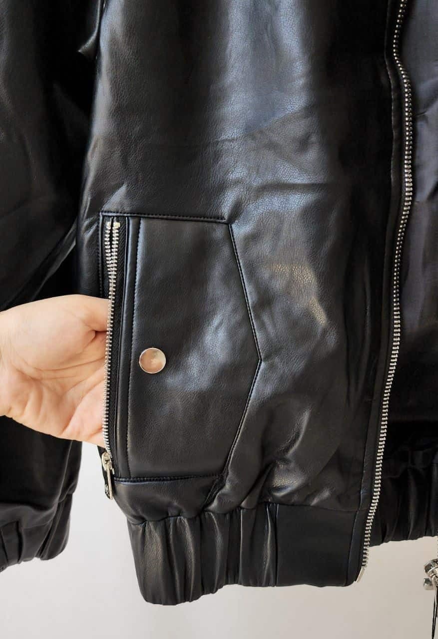 جکت چرم باکسی آستر دار کد 2482 — تصویر ۴