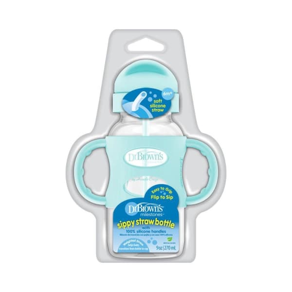 لیوان آموزشی نی دار دکتر براون 270 میل دهانه عریض مدل Sippy Straw Bottle
