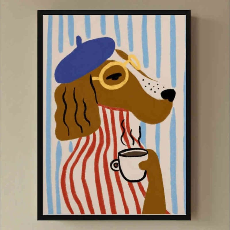 تابلو مدل Dog with coffee کد 248901722 — تصویر ۲