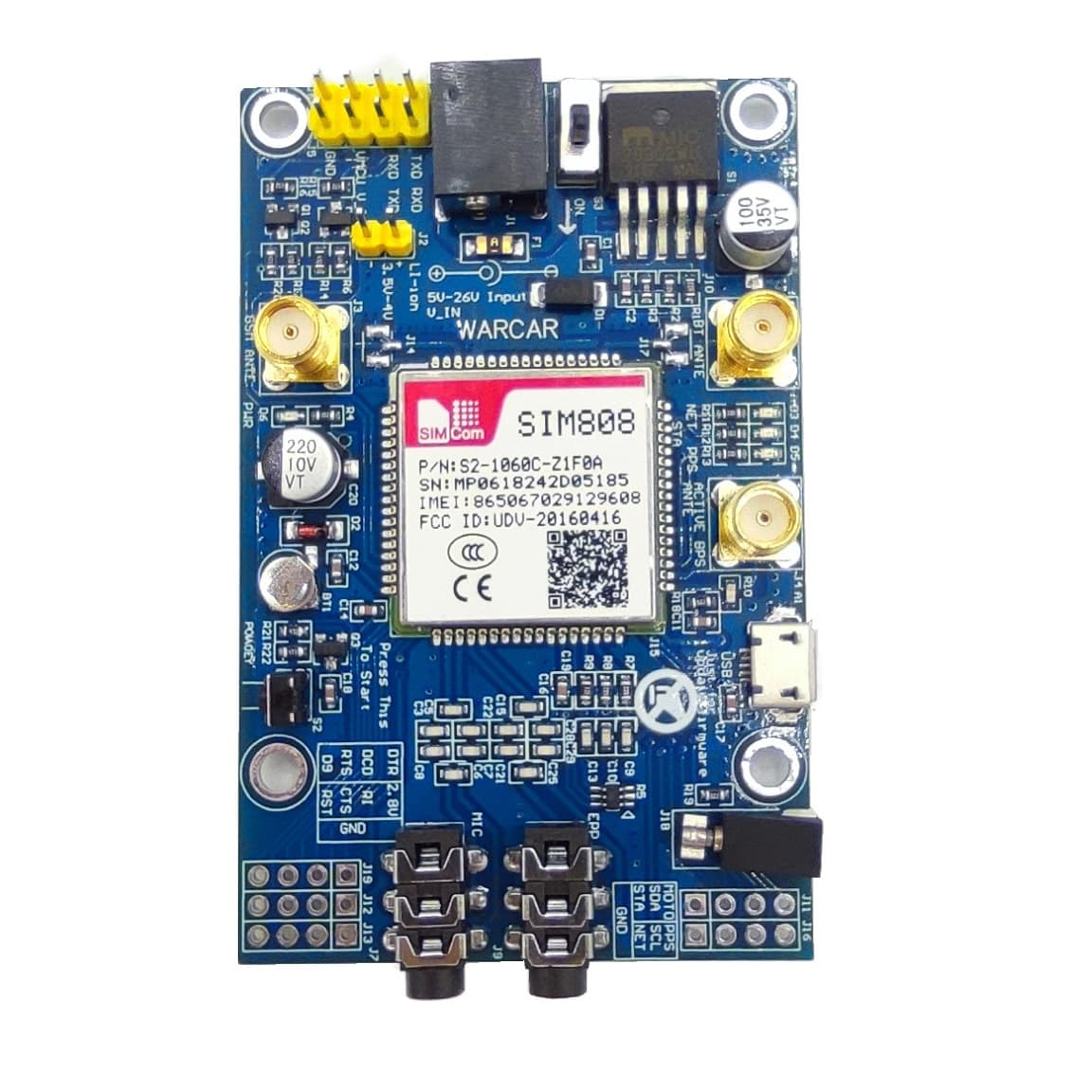 برد راه انداز ماژول مخابراتی SIM808 GPS GSM GPRS بهمراه انتن — تصویر ۲