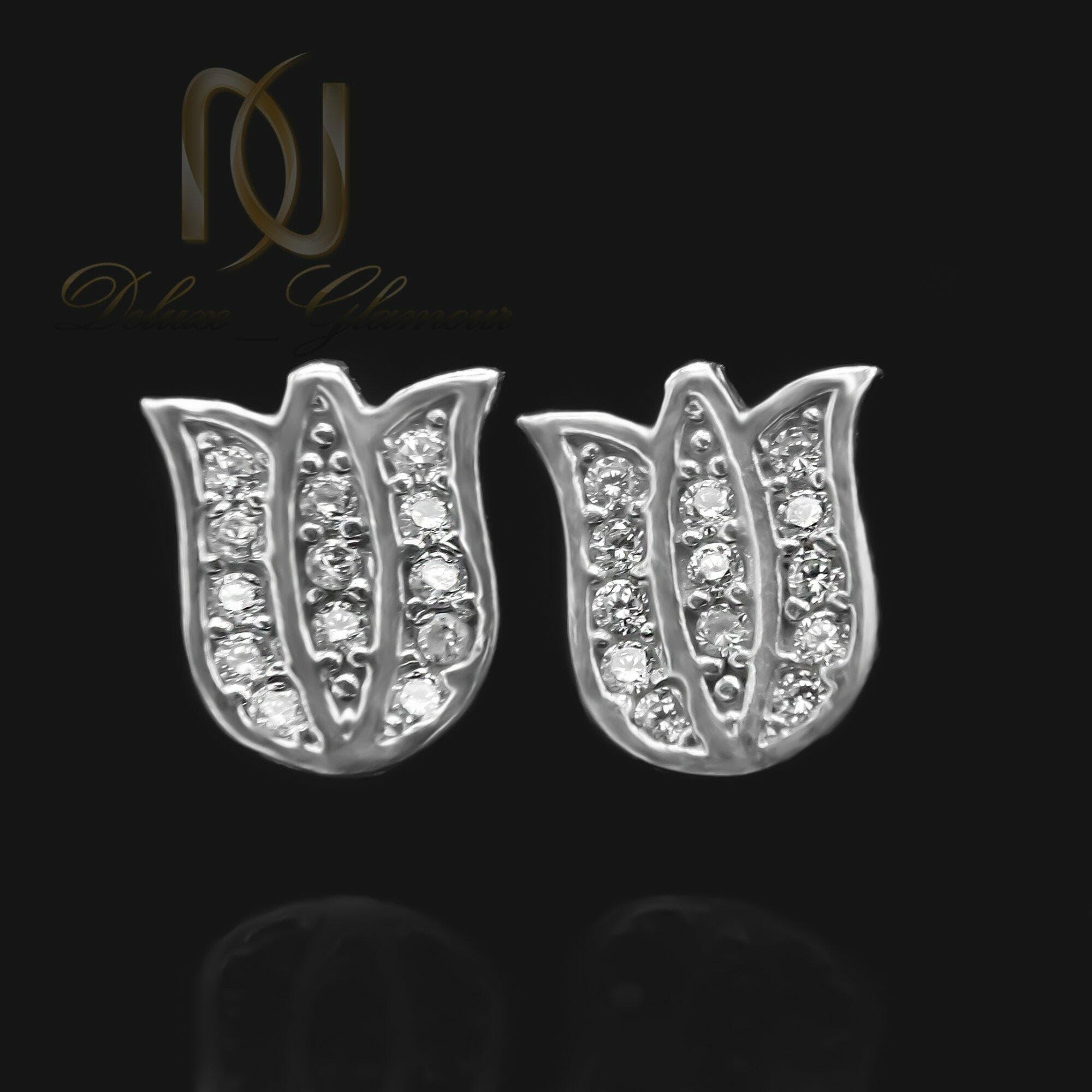 گوشواره میخی نقره 925 طرح گل روگوشی er-n325 — تصویر ۲