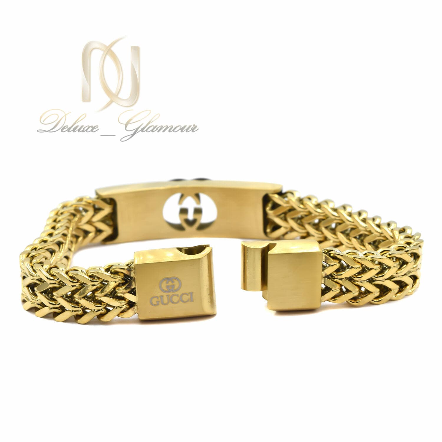 دستبند مردانه استیل طرح GUCCI طلایی DS-N991 — تصویر ۲