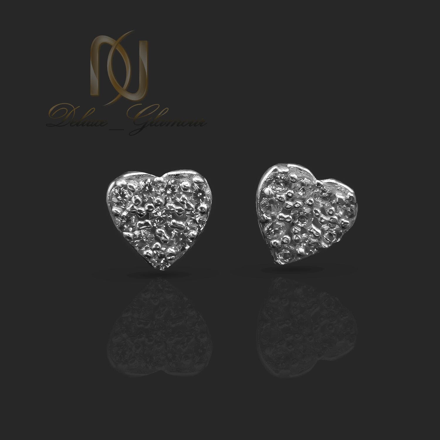 گوشواره گل میخ نقره 925 طرح قلب ظریف er-n324 — تصویر ۲