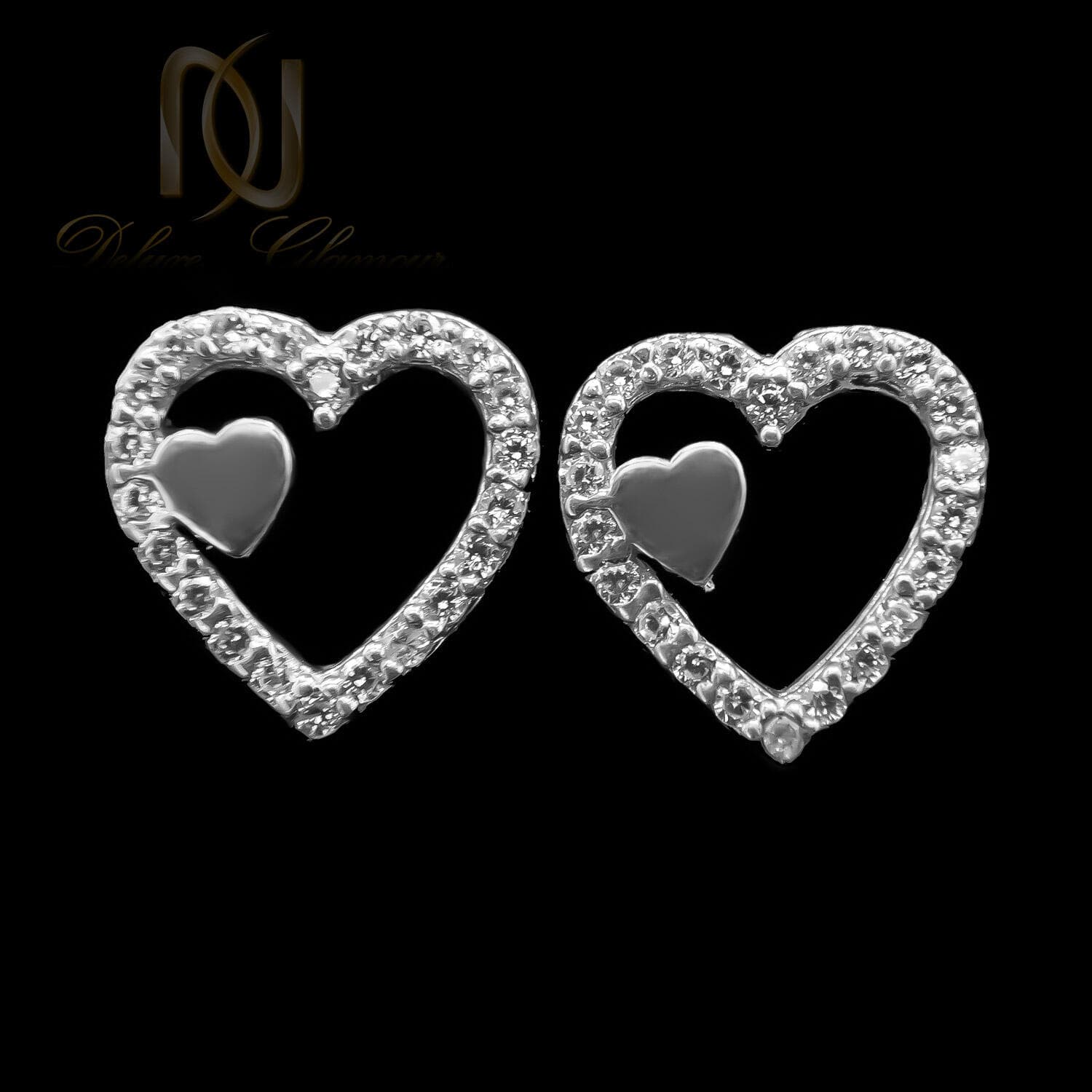 گوشواره نقره حلقه ای زنانه نگین دار er-n323 — تصویر ۵
