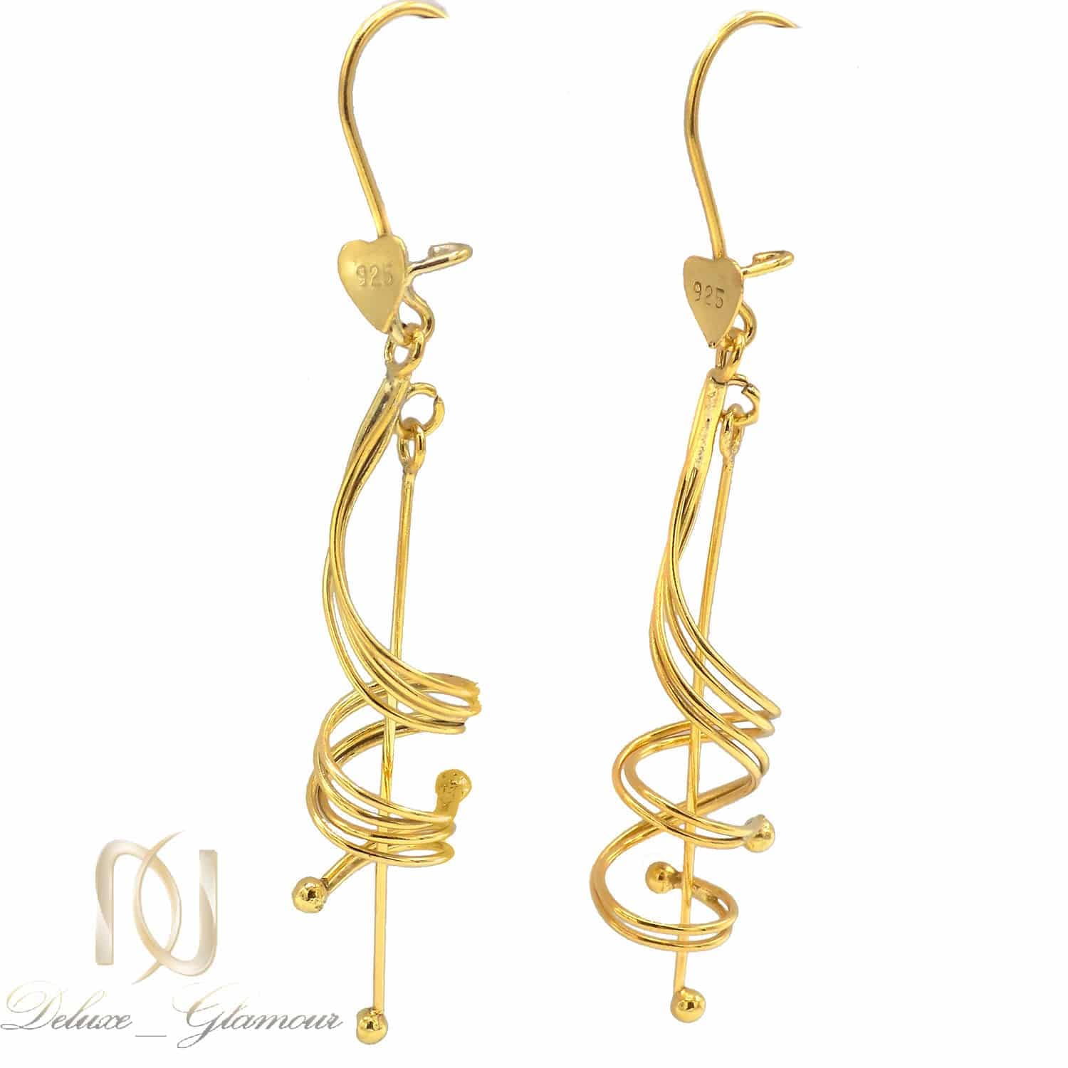 گوشواره نقره آویزی طرح طلا er-n246 — تصویر ۳