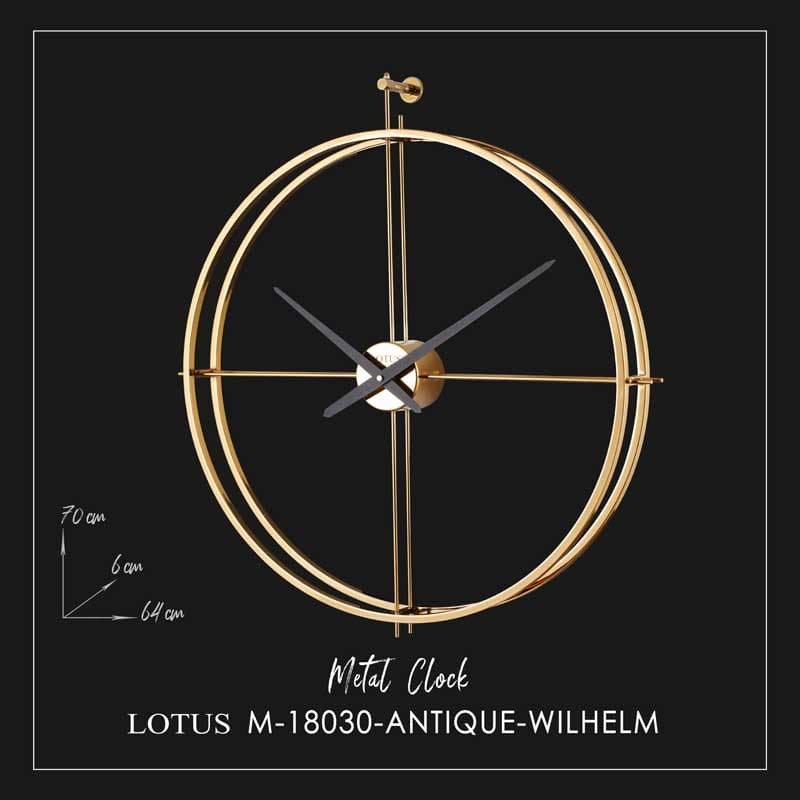 ساعت دیواری فلزی WILHELM کد M-18030 طلایی — تصویر ۳