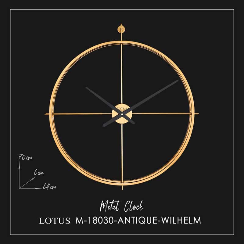 ساعت دیواری فلزی WILHELM کد M-18030 طلایی — تصویر ۲