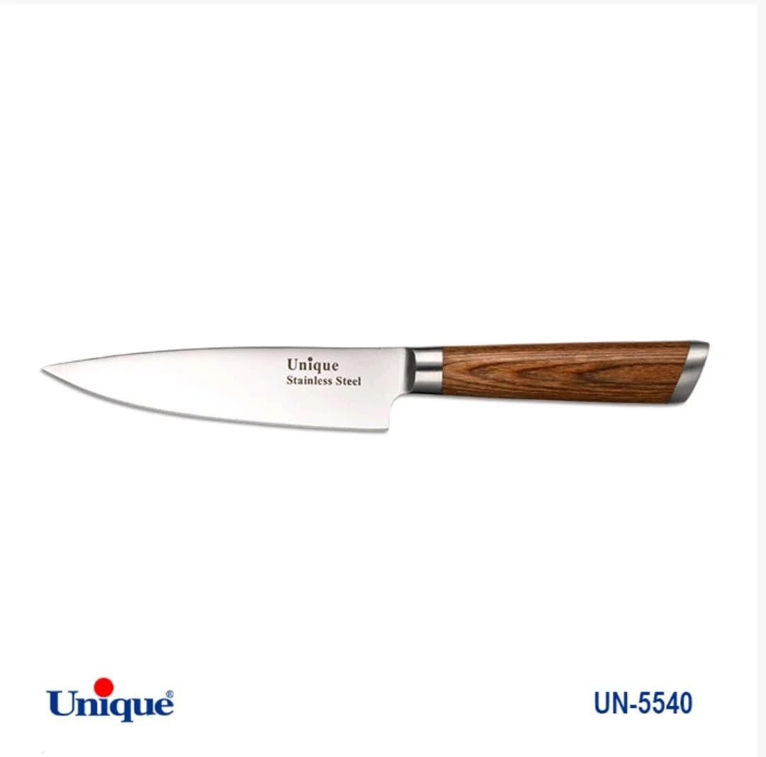 کارد تک آشپزخانه 5 یونیک دسته چوب کد UN-5540 طرح 2