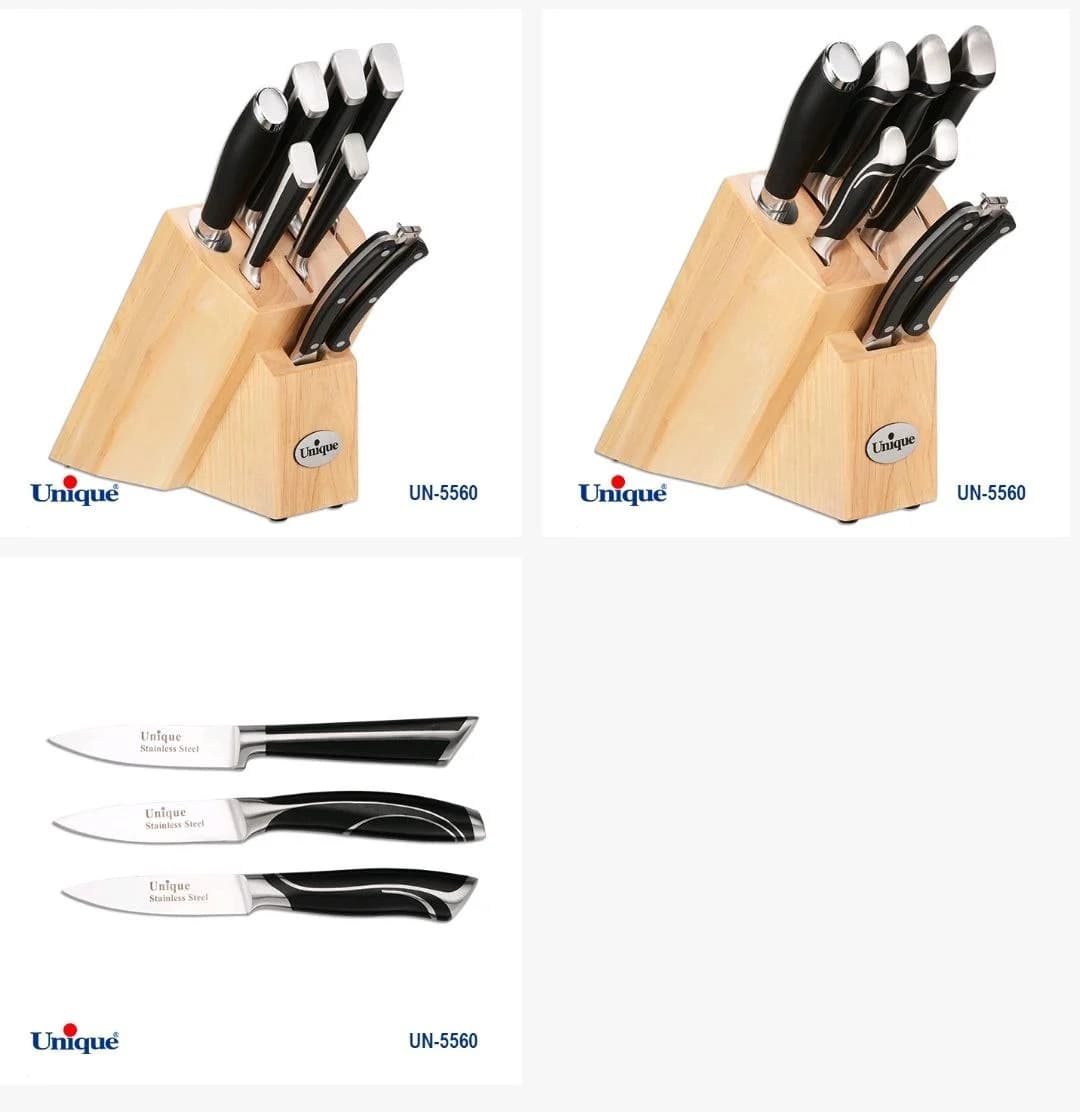 سرویس کارد 8 پارچه یونیک پایه چوب کد UN-5560 — تصویر ۲