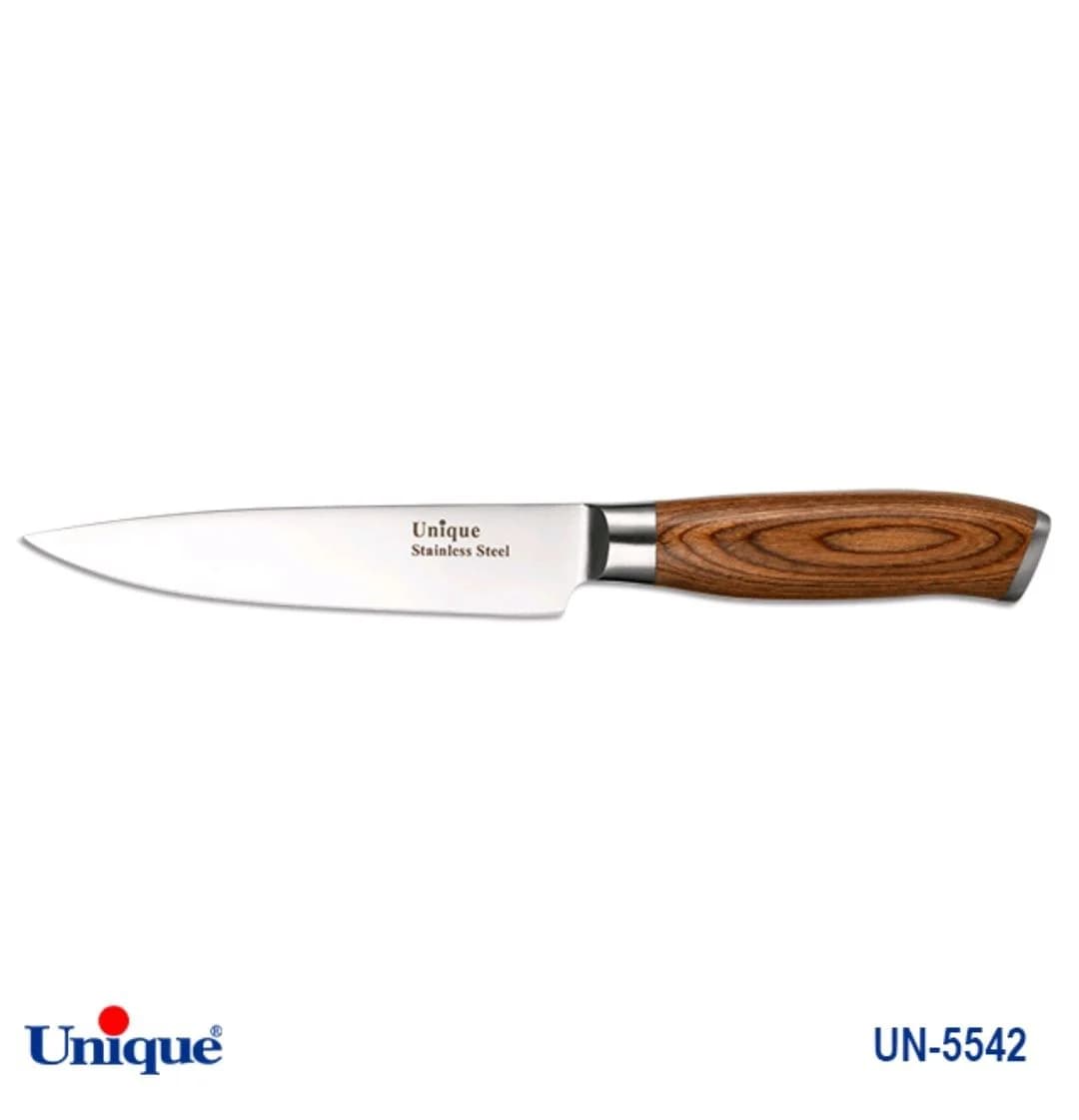 کارد تک آشپزخانه 6 یونیک دسته چوب کد UN-5542 طرح 1