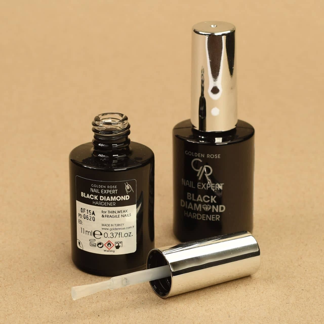 لاک درمانی تقویت کننده ناخن گلدن‌رزGOLDENROSE مدل Black Diamond Hardener حجم 11 میلی لیتر — تصویر ۳