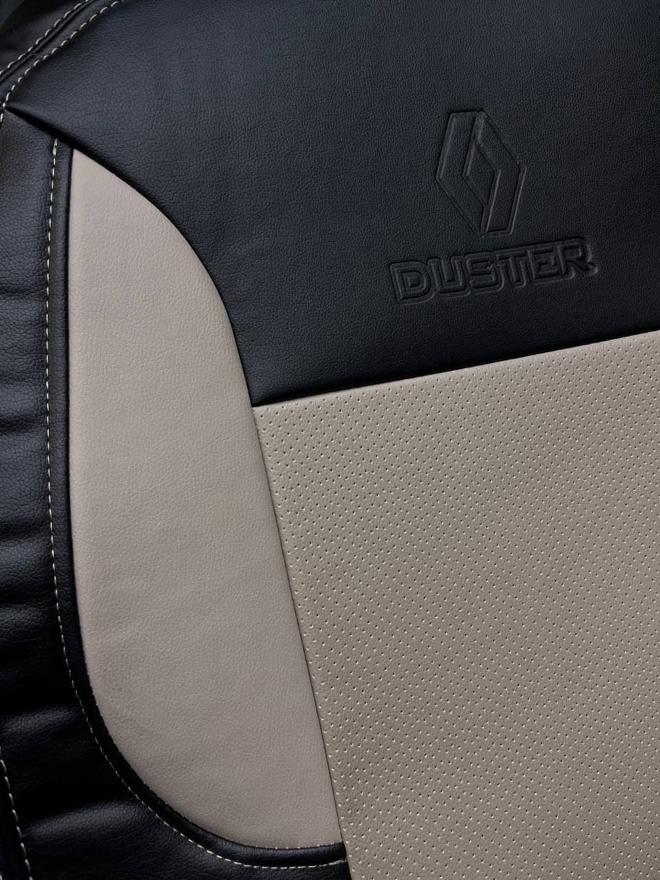 روکش صندلی رنو داستر DUSTER چرم رنگ مشکی کرم استخوانی — تصویر ۲