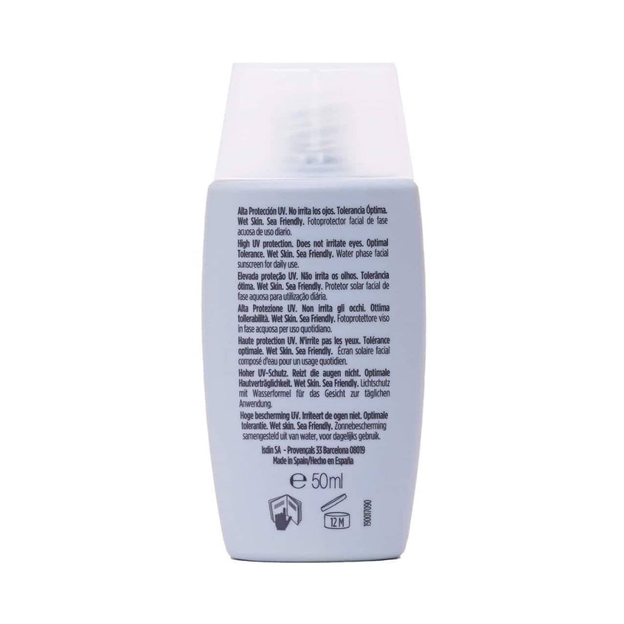 کرم ضدآفتاب بی رنگ ایزدین ISDIN با SPF50 مدل Fusion water 5 Daily Protection حجم 50 میلی لیتر — تصویر ۵
