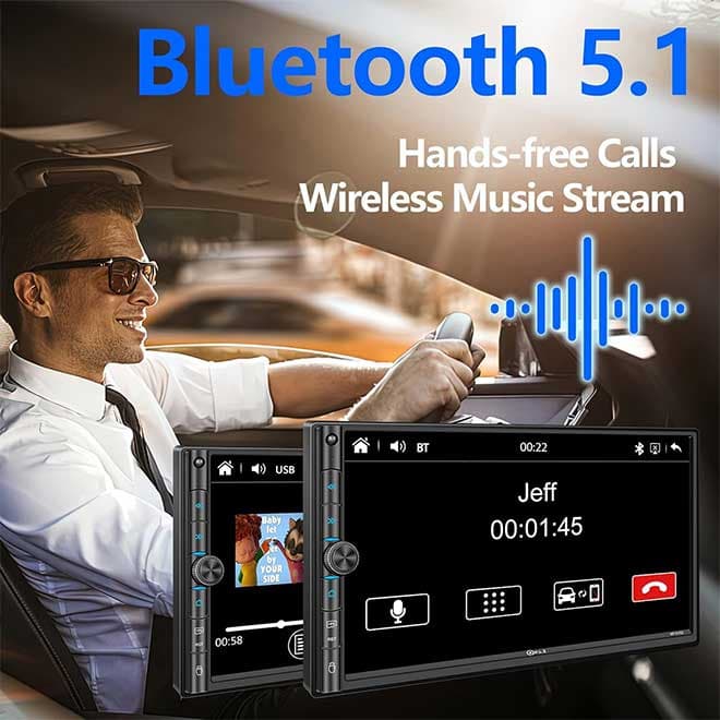 پخش اتومبیل با بلوتوث 5.1 Mirror Link برای Android/iOS با دوربین پشتیبان صفحه نمایش لمسی HD 7 اینچی Double Din PLZ — تصویر ۲