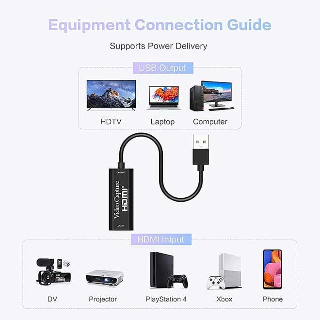 کارت کپچر HD 1080P استریم کارت ضبط پخش، آموزش، نینتندو سوییچ، PS5، ایکس‌باکس VIXLW 4K HDMI — تصویر ۲