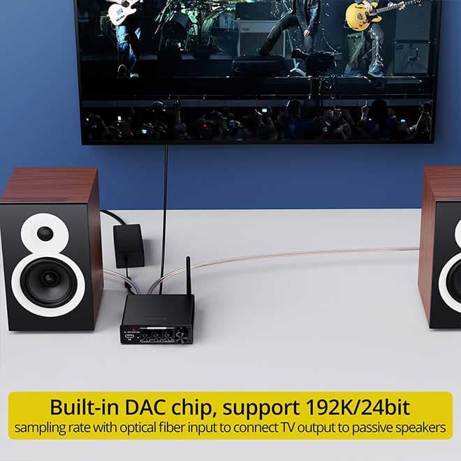 آمپلی فایر بلوتوث Hi-Fi استریو دیجیتال 192 کیلوهرتز 24 بیت 2 کاناله DAC با کنترل از راه دور 200 وات PROZOR — تصویر ۵