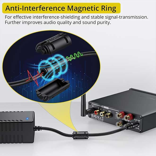 آمپلی فایر بلوتوث Hi-Fi استریو دیجیتال 192 کیلوهرتز 24 بیت 2 کاناله DAC با کنترل از راه دور 200 وات PROZOR — تصویر ۶
